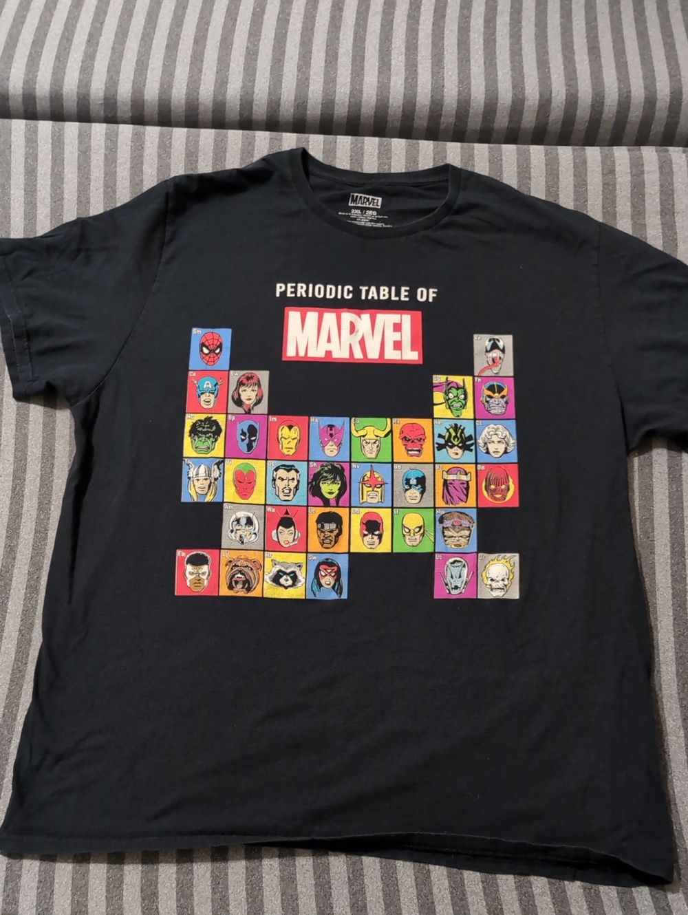 Marvel Black Short Sleeve 'Periodic Table of Marvel' Graphic Tee XXL 2xl